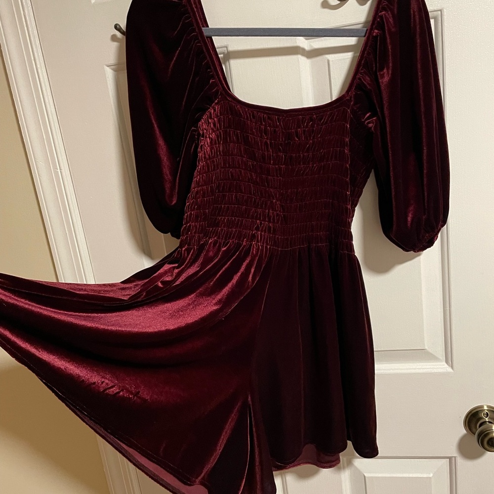 Urban Outfitters Wine Colored Velvet Romper